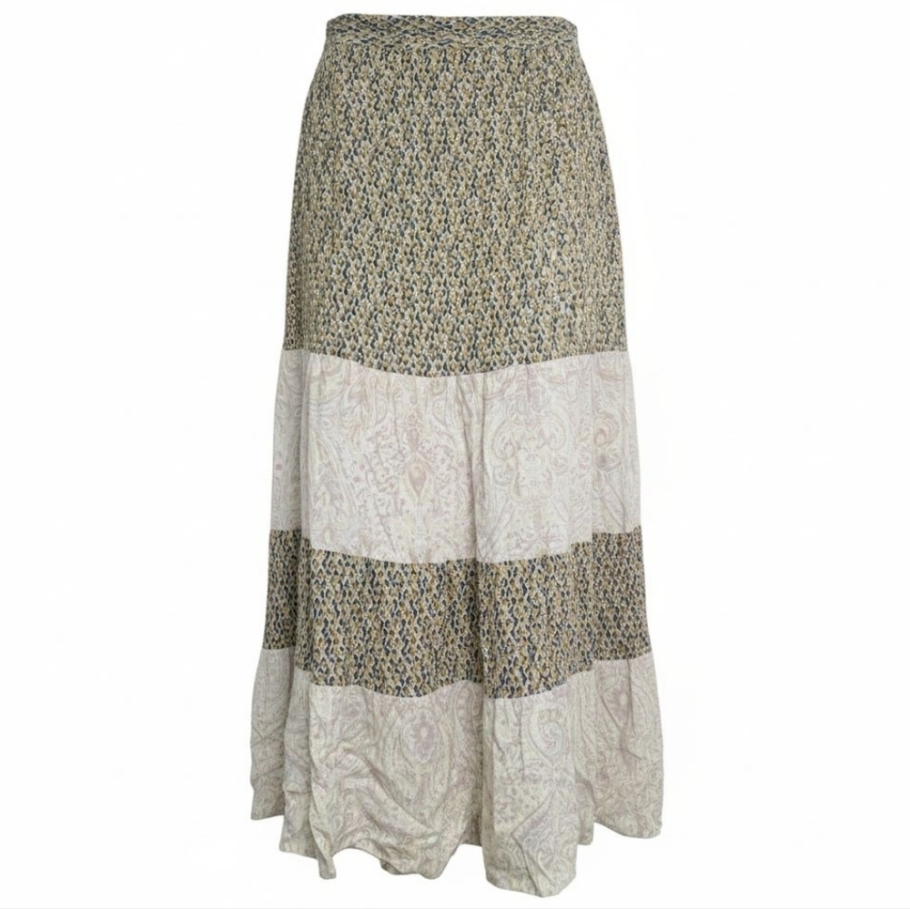 Mystree Blue and Cream Patterned Maxi Skirt Size Medium